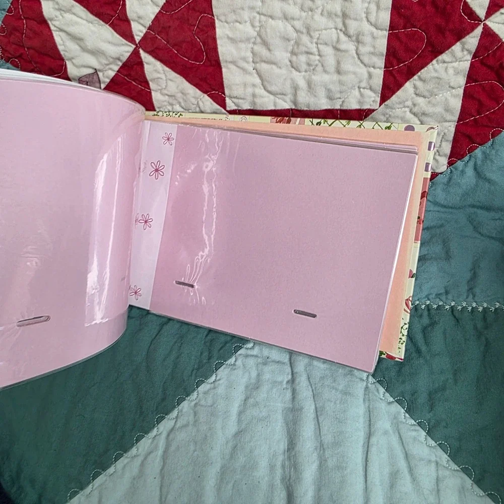 The Two of Us Pink Hearts Floral Ribbon Bound Small Photo Album Holds 40 5x7